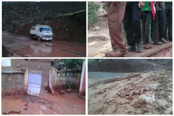 عاصفة رعدية تغرق مدرسة بأعالي الجبال وتحولها إلى خراب وتكشف عيوب الاصلاح (صور)