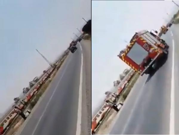 اشتعال النيران في محرك قطار نواحي الناظور