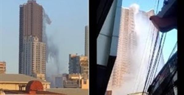 لحظة اهتزاز ناطحة سحاب جراء زلزال الفلبين