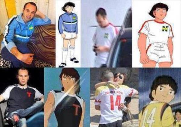 صورة: نجم البارصا انيستا يجسد شخصيات الكابتن ماجد