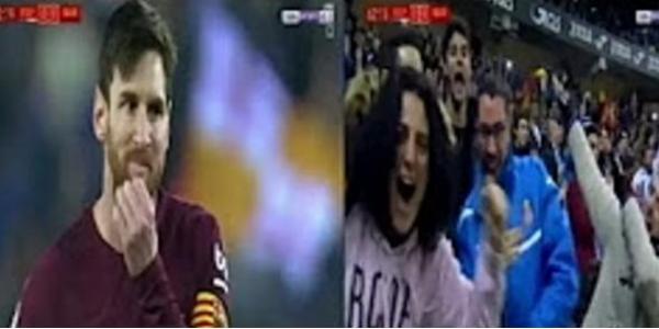 شاهد ردة فعل جماهير إسبانيول بعد إهدار ميسي لركلة جزاء