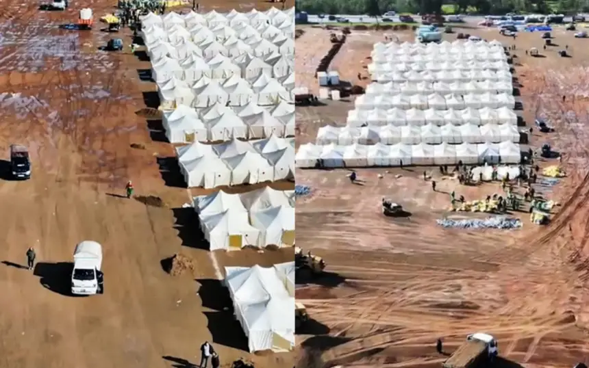 تعبئة شاملة على الأرض .. هكذا تم إعداد مخيمات استقبال المتضررين في وقت قياسي