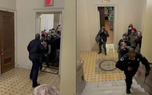 شاهد: شرطي أميركي واجه مقتحمي الكابيتول وحيداً وتوجه لمنحه ميدالية الكونغرس الذهبية …