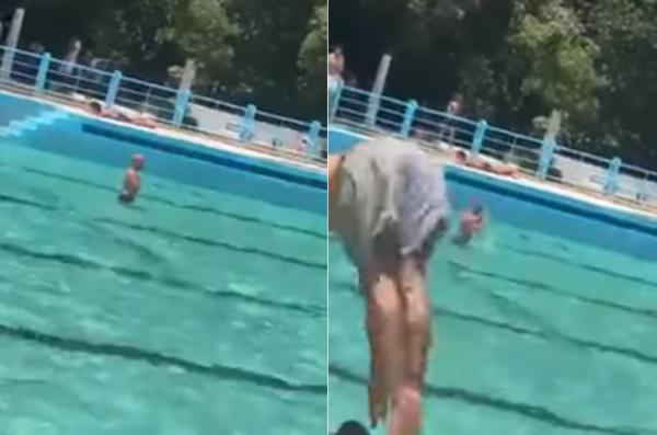 لا يصدق ... رجل يصلي في الماء داخل مسبح بالمغرب