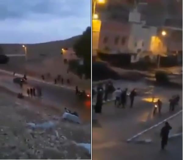 لحظة فيضان واد ضواحي اليوسفية و السكان يسارعون لانقاذ الضحايا