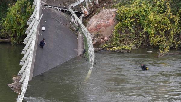 لحظة تحبس الانفاس لانهيار جسر في البرازيل والمشاة فوقه(فيديو)