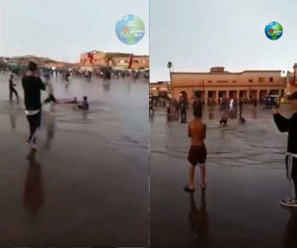شوارع مراكش تتنفس تحت الماء في عز الصيف