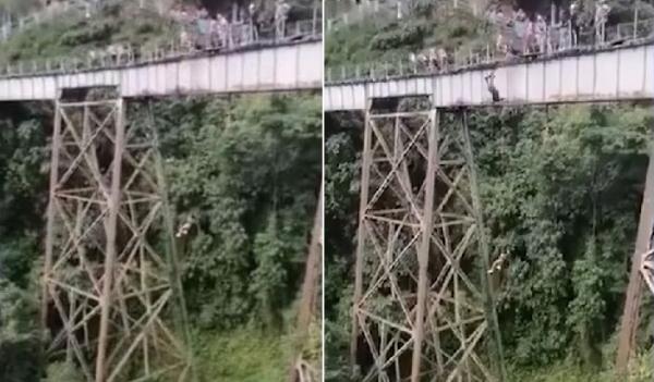 شابة تفقد حياتها بسبب خطأ خلال قفزها بالحبال علي جسر في كولومبيا