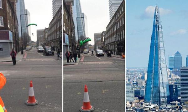 بالفيديو: مظلي يقفز من ناطحة سحاب ويهبط في شارع مكتظ