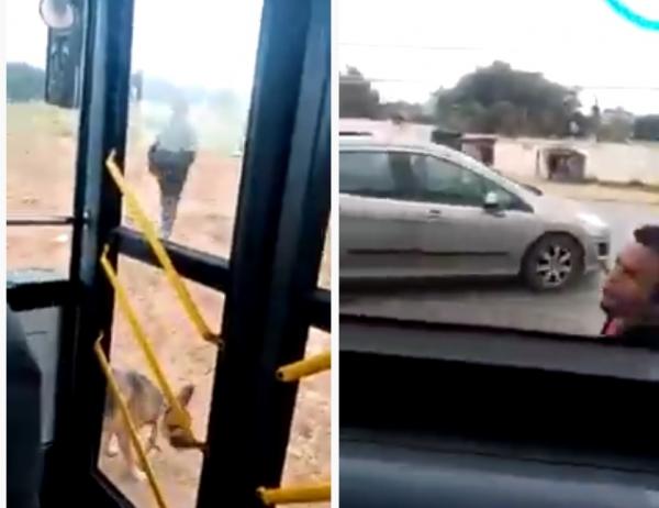 شاب غاضب يخرب حافلة للنقل بالقنيطرة