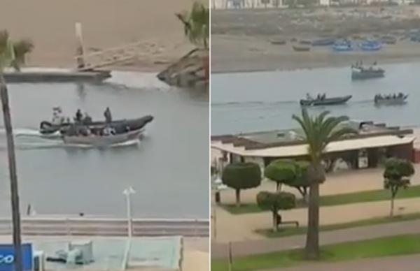 شاهد عملية توقيف وخفر درك سلا لقارب للهجرة السرية على متنه 13 شخص بينهم امرأة