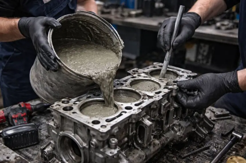 حيلة غريبة في عالم السيارات.. ما سر ملء بعض المحركات بالخرسانة؟