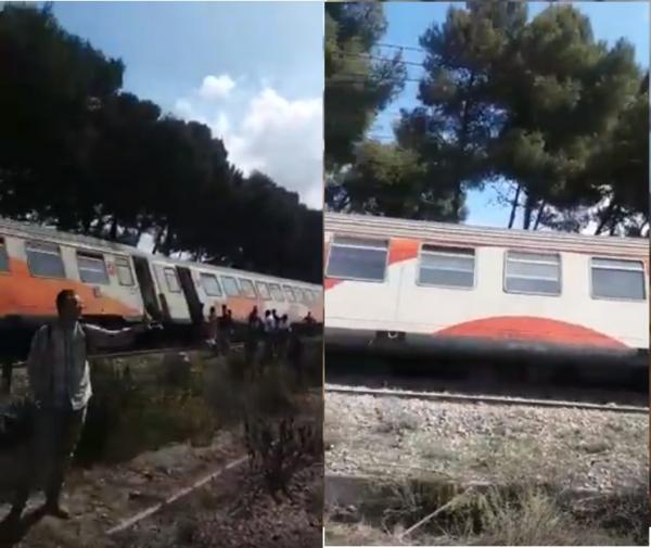 أول فيديو للحظة خروج قطار عن سكته بمدخل الدار البيضاء