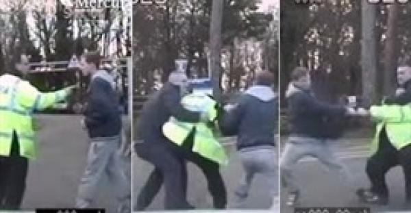 بالفيديو والصور.. شرطى يخاطر بحياته للإمساك بتاجرى مخدرات