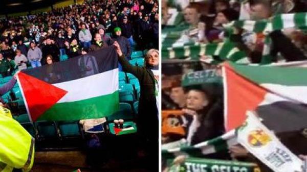 أنصار سيلتيك رفعوا أعلام فلسطين في وجه برشلونة