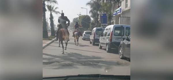 مسابقة للخيول وسط شوارع كازا