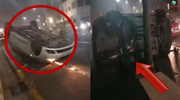 سيارتان تنقلبان في كورنيش عين الذياب