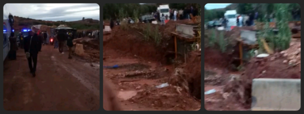 خاص.. انقطاع الطريق الرابطة بين مراكش وورزازات بعد انهيار قنطرة (صور وفيديو) 