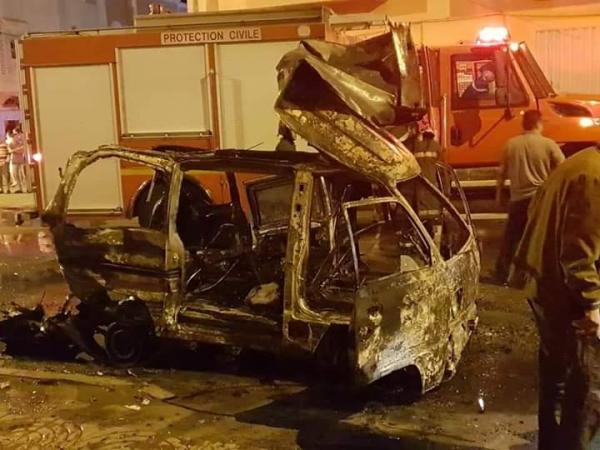 خطير ... انفجار سيارة للنقل السري بالعيون