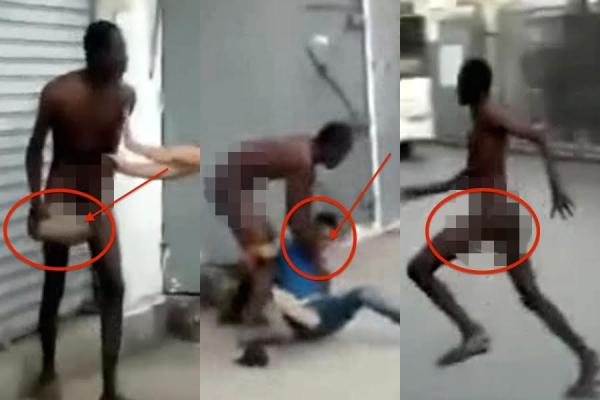 بالفيديو : مطاردة هوليودية لمهاجر افريقي يتجول عاريا بسلا و يعتدي على المارة بالضرب