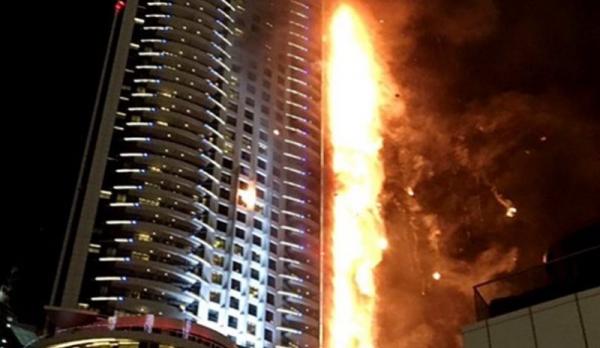 فيديو من زاوية أخرى: احتراق أكبر برج في الإمارات