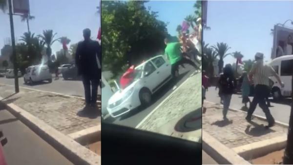 خطير في كازا .. متهور ضرب امراة بسيارة ملي تجمعو عليه الناس هرب بها فوق الكابو