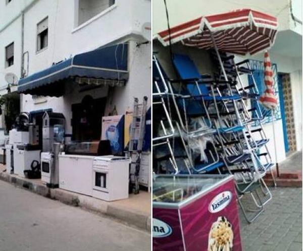 استغلال الرصيف العمومي بمرتيل أمام اعين باشا المدينة وحاشيته