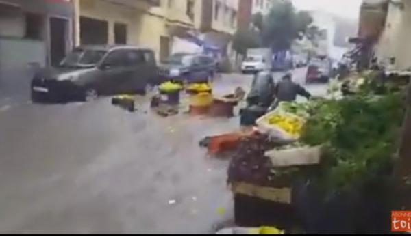 ياربي السلامة.. أول فيديو لفيضان طنجة.. الصدمة السلعة مشات