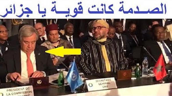 شاهد كيف أغاظ الملك محمد السادس الجبهة الوهمية بجلوسه جنبا الى جنب مع أمين الامم المتحدة