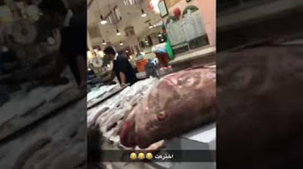 سمكة متوحشة تهاجم سيدة داخل متجر سوبر ماركت