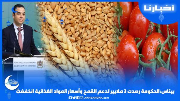 بايتاس: الحكومة رصدت 3 ملايير لدعم القمح وأسعار المواد الغذائية انخفضت