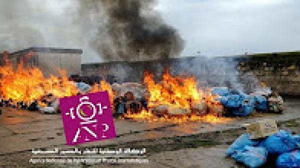 حرق أزيد من ثلاث شاحنات من الحشيش والقرقوبى بسطات