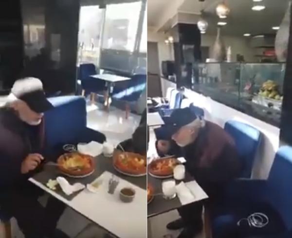 الفنان عبد القادر مطاع يفند إشاعة موته ويظهر بأحد المطاعم يتناول وجبة الغذاء