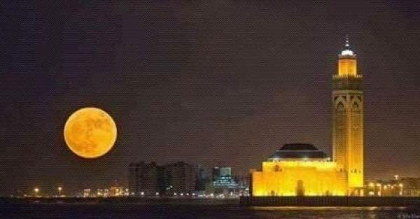 بالفيديو  .. القمر العملاق في سماء الدار البيضاء