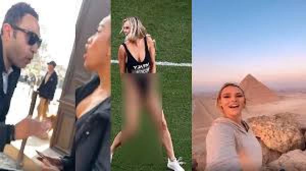 فتاة نهائي دوري أبطال أوروبا تتسلق الأهرامات والأمن المصري يتدخل