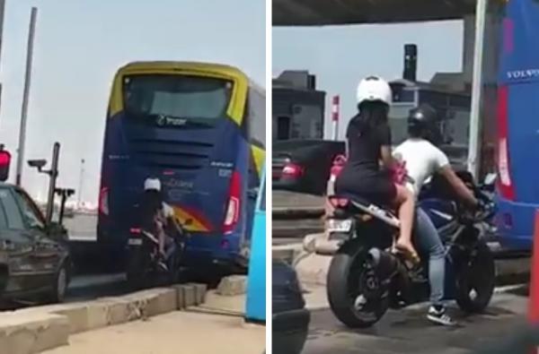 دراجة نارية تحاول القيام ب"هروب ماكر" في الطريق السيار و تفاجأ بتدخل جمركي