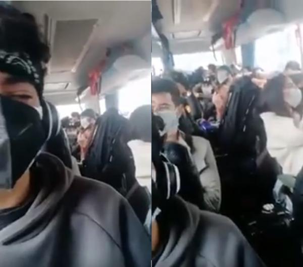 الطلبة المغاربة العائدون من مدينة ووهان الصينية يغنون "حنا راجعين في الطيارة بيليكي"