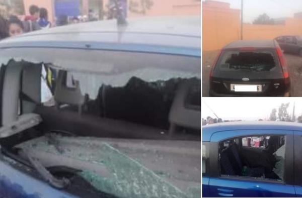 مصيبة..تهشيم زجاج سيارات 8 أساتذة أمام إحدى ثانويات مراكش