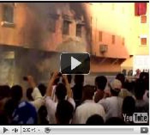 حريق باحد محلات بيع الوقود المهرب بشارع المسيرة بكليميم 