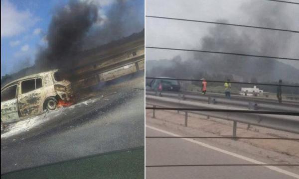 الحرارة المفرطة تتسبب في احتراق سيارة بالكامل قرب مرجان تطوان (صور)