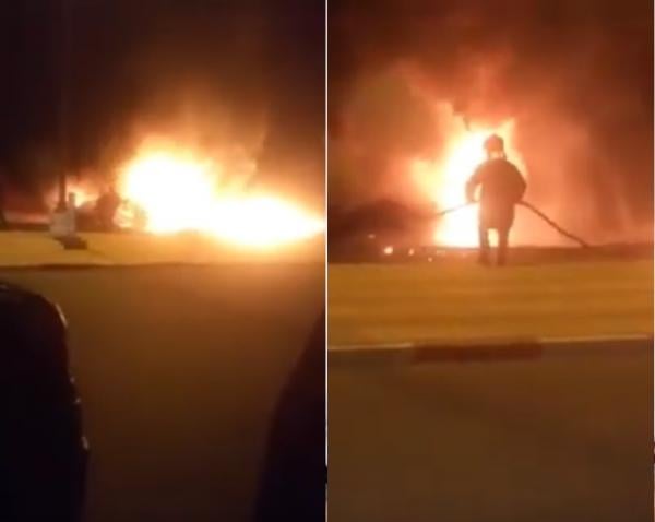 النيران تلتهم سيارة بالكامل بقلعة السراغنة