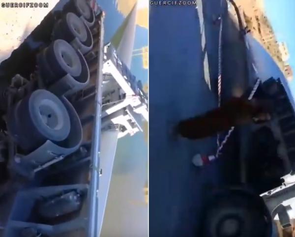 إنقلاب شاحنة محملة بمعـدات مشروع "نور ميدلت" بقنطرة في أوطاط الحاج