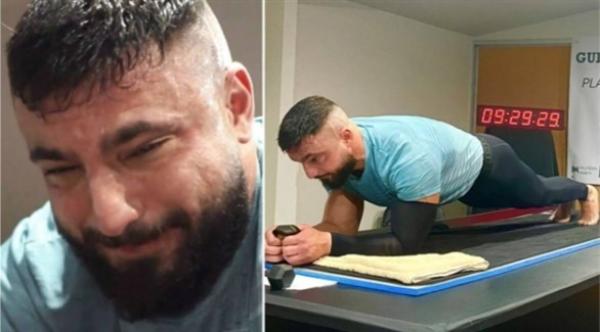 يحطم رقما قياسيا لأطول مدة في وضعية تمرين اللوح الخشبي للبطن