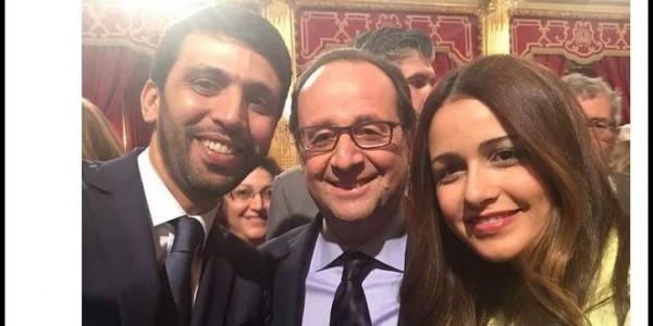 "سيلفي" الكروج وزوجته رفقة الرئيس الفرنسي بالإيليزي