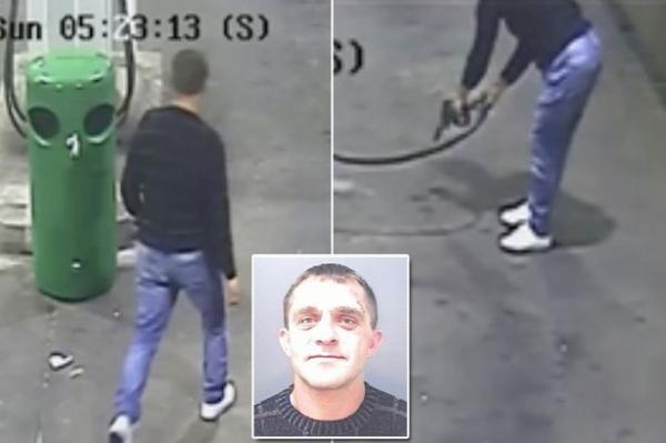 بالفيديو: رجل يحاول إضرام النار بنفسه في محطة وقود