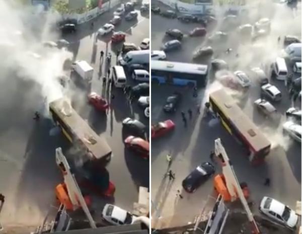 خطييير...احتراق حافلة بمدينة الدارالبيضاء