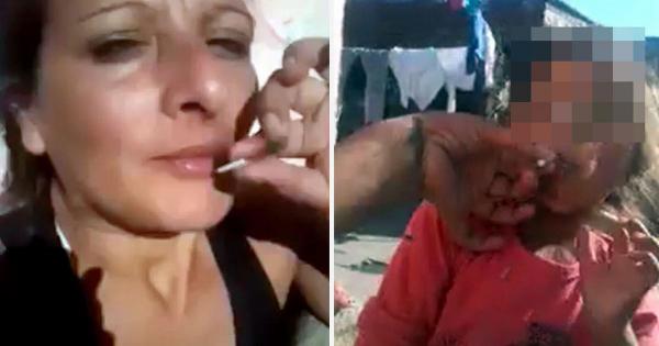 بالفيديو: امرأة تجبر طفلتها على تدخين الحشيش