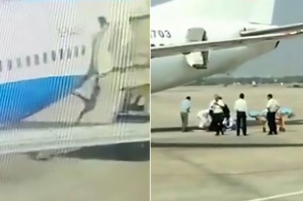بالفيديو: لحظة سقوط مضيفة من طائرة ركاب صينية