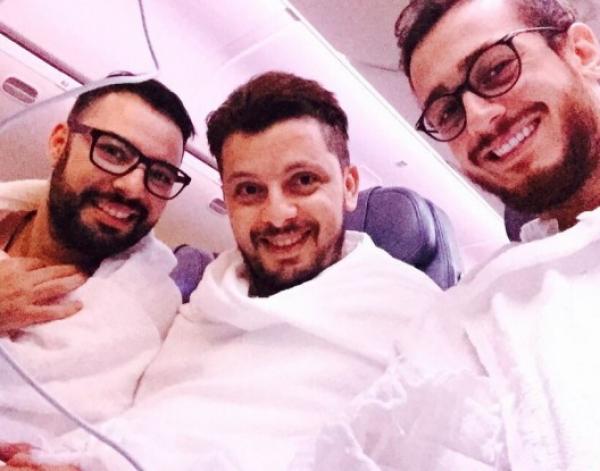 صورة : سعد لمجرد، حاتم عمور ومحمد رضا يؤدون مناسك العمرة