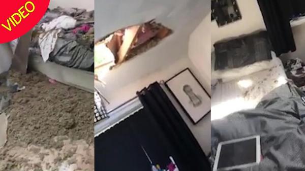 بالفيديو: تستيقظ لتجد ساقي عامل بناء تتدليان من سقف غرفتها